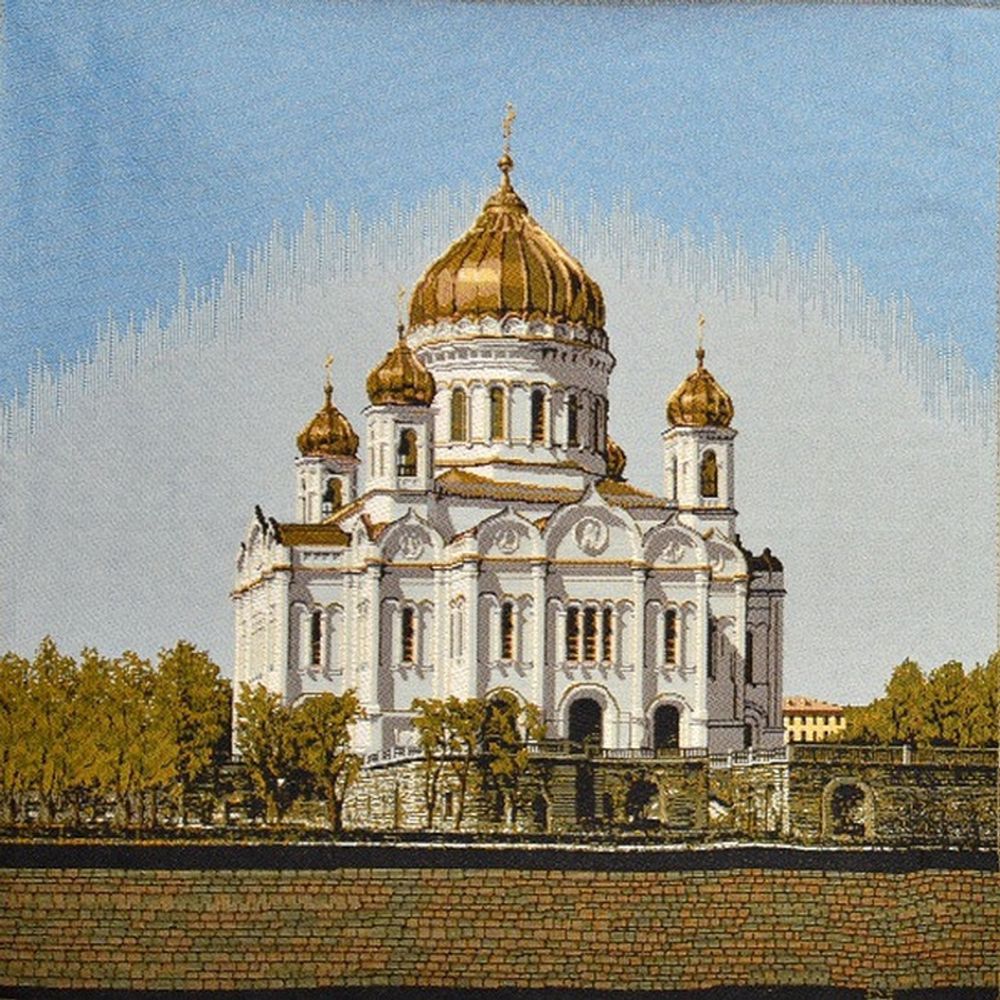 Гобеленовая картина &quot;D. ХРАМ ХРИСТА СПАСИТЕЛЯ&quot; в багетной раме, Россия.