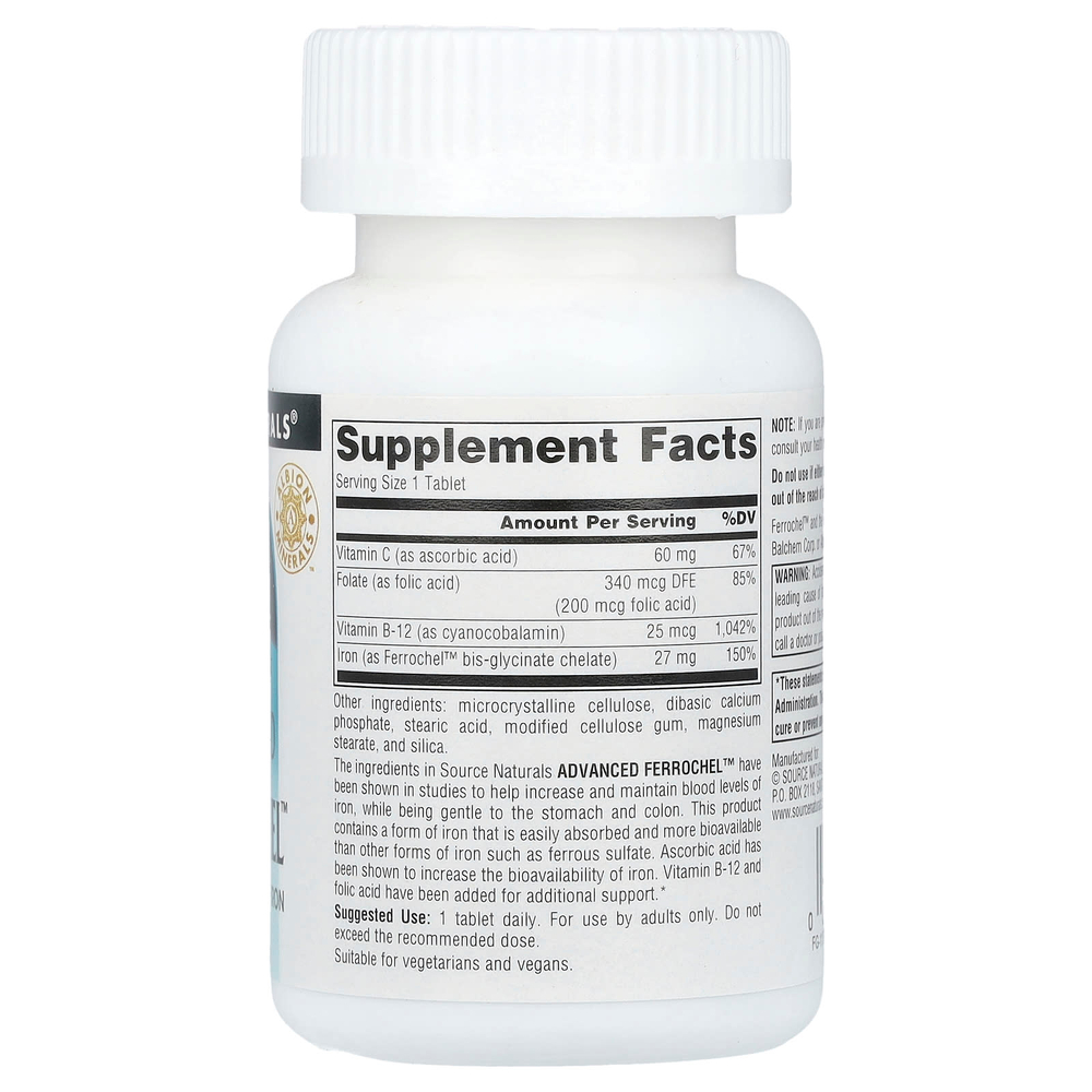 Source Naturals, Advanced Ferrochel™, 180 таблеток