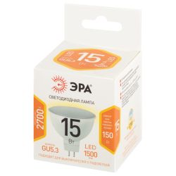 Лампа светодиодная ЭРА STD LED MR16-15W-827-GU5.3 GU5.3 15 Вт софит теплый белый свет | Лампы cветодиодные Точечные (Софиты) (MR, PAR)