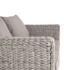 "Капучино" диван из искусственного ротанга (гиацинт) трехместный с подушками, цвет серый