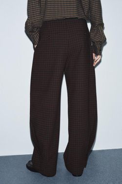 ZARA БРЮКИ BALLOON С ПУГОВИЦАМИ — ZW COLLECTION, КОРИЧНЕВЫЙ