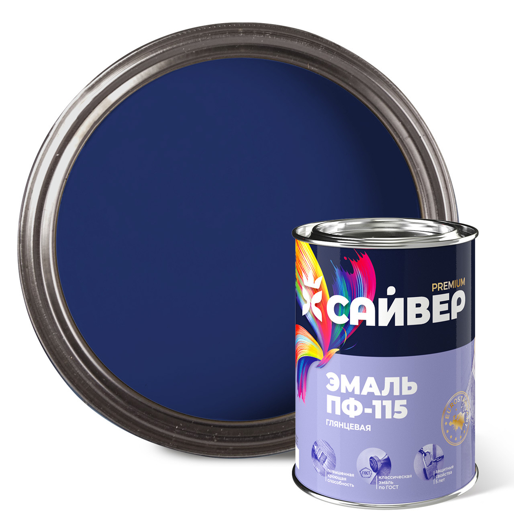 САЙВЕР  Эмаль ПФ-115 Васильковая 0,8кг ГОСТ 6465-76