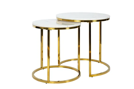Кофейный столик из 2-х частей (Золото/Мрамор)