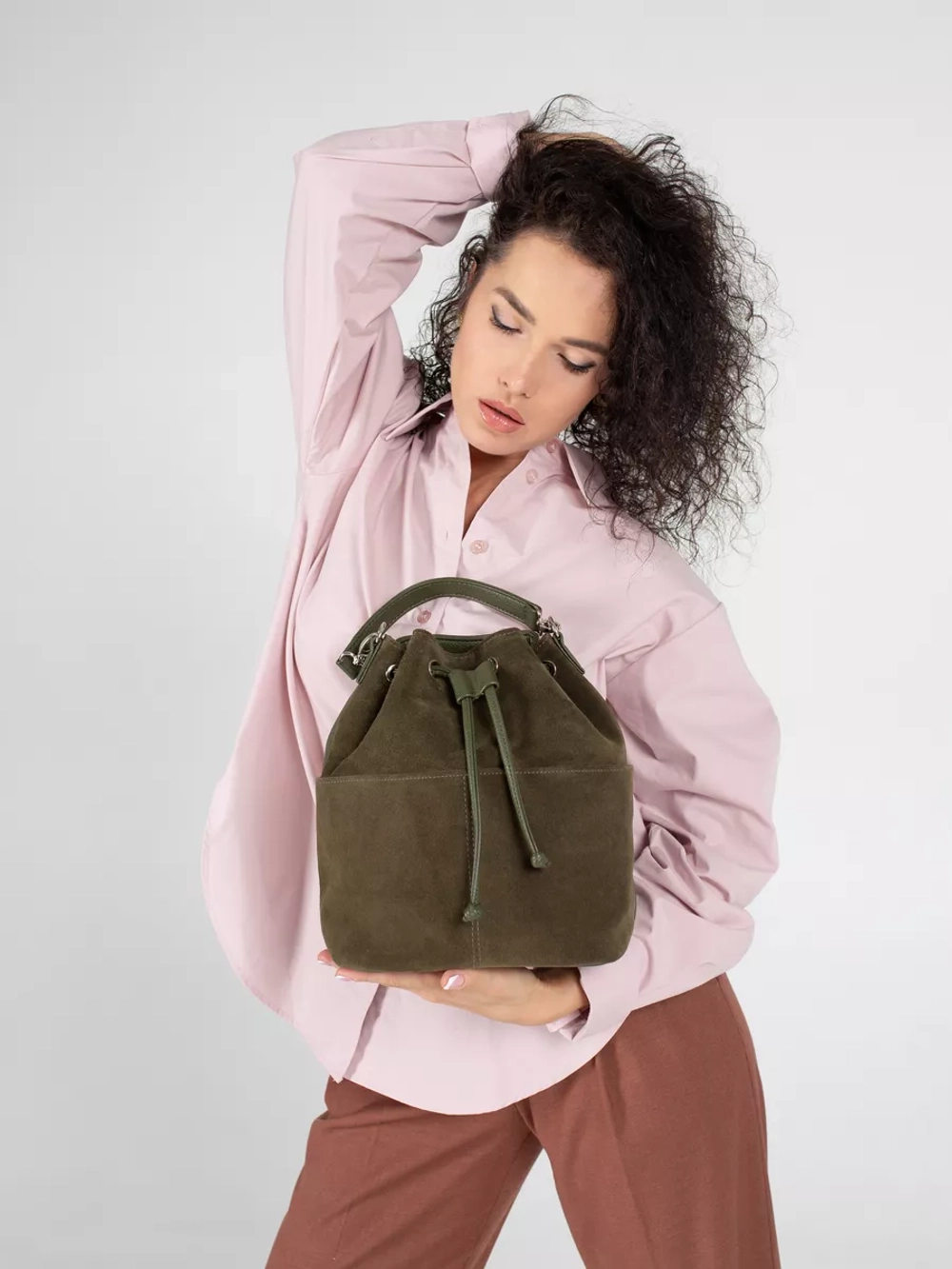 сумка через плечо маленькая натуральная замша