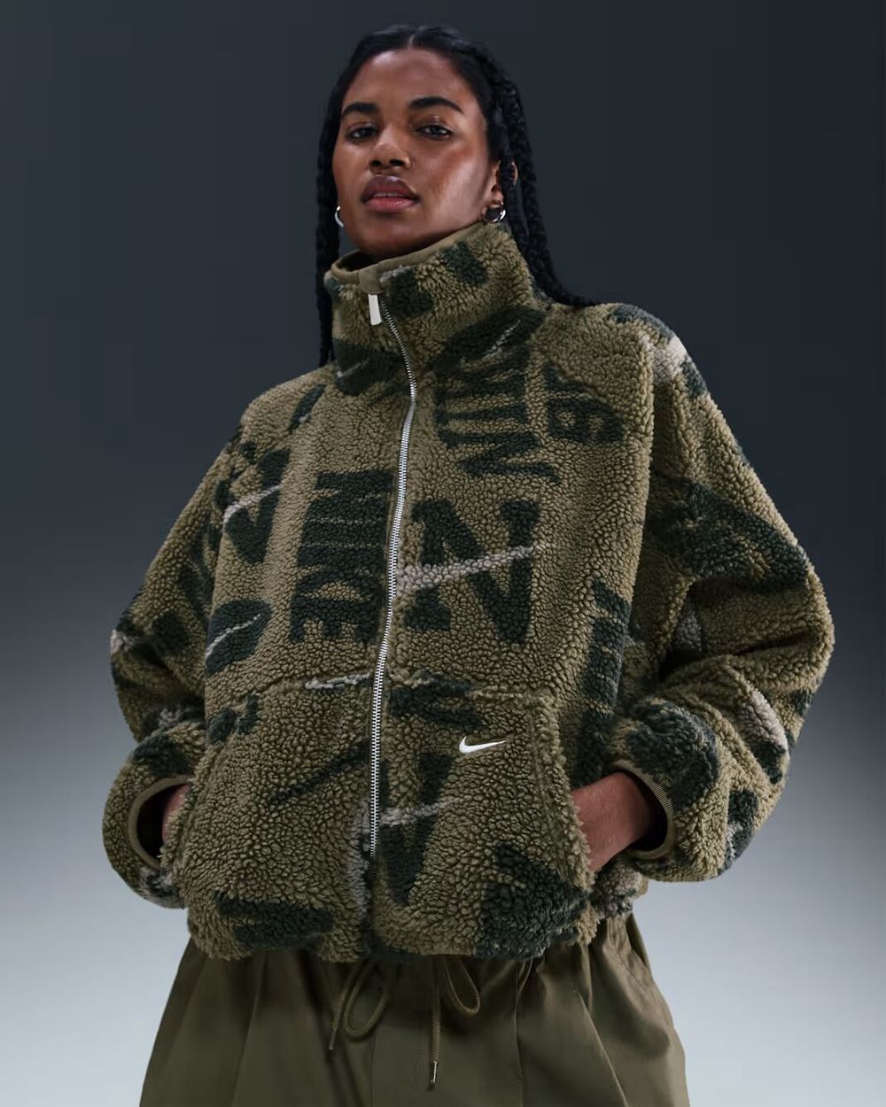 Nike Sportswear Женская куртка из флиса с длинным ворсом - NIKE
