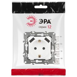 Розетка ЭРА Серия 12 12-4109-01М , 2P+E 16A-250В, штор. с 2xUSB 5В-3А, белый матовый