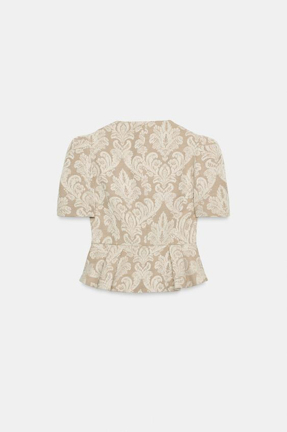 ZARA ЖАККАРДОВЫЙ ЖАКЕТ С БАСКОЙ, ЭКРЮ/БЕЖЕВЫЙ