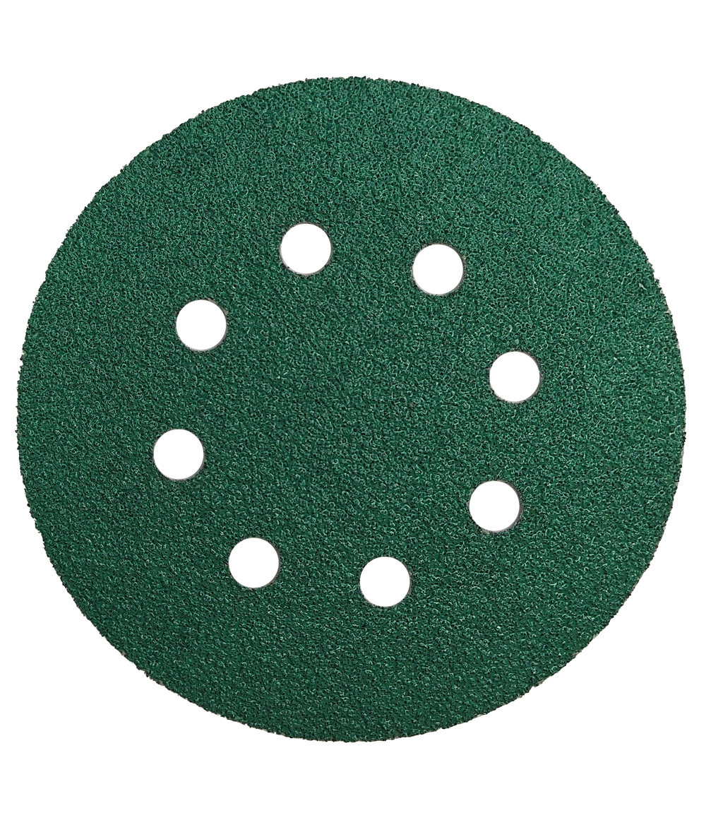 125мм P40 диск самозацепляющийся пленочный ЗЕЛЕНЫЙ с отверстиями
