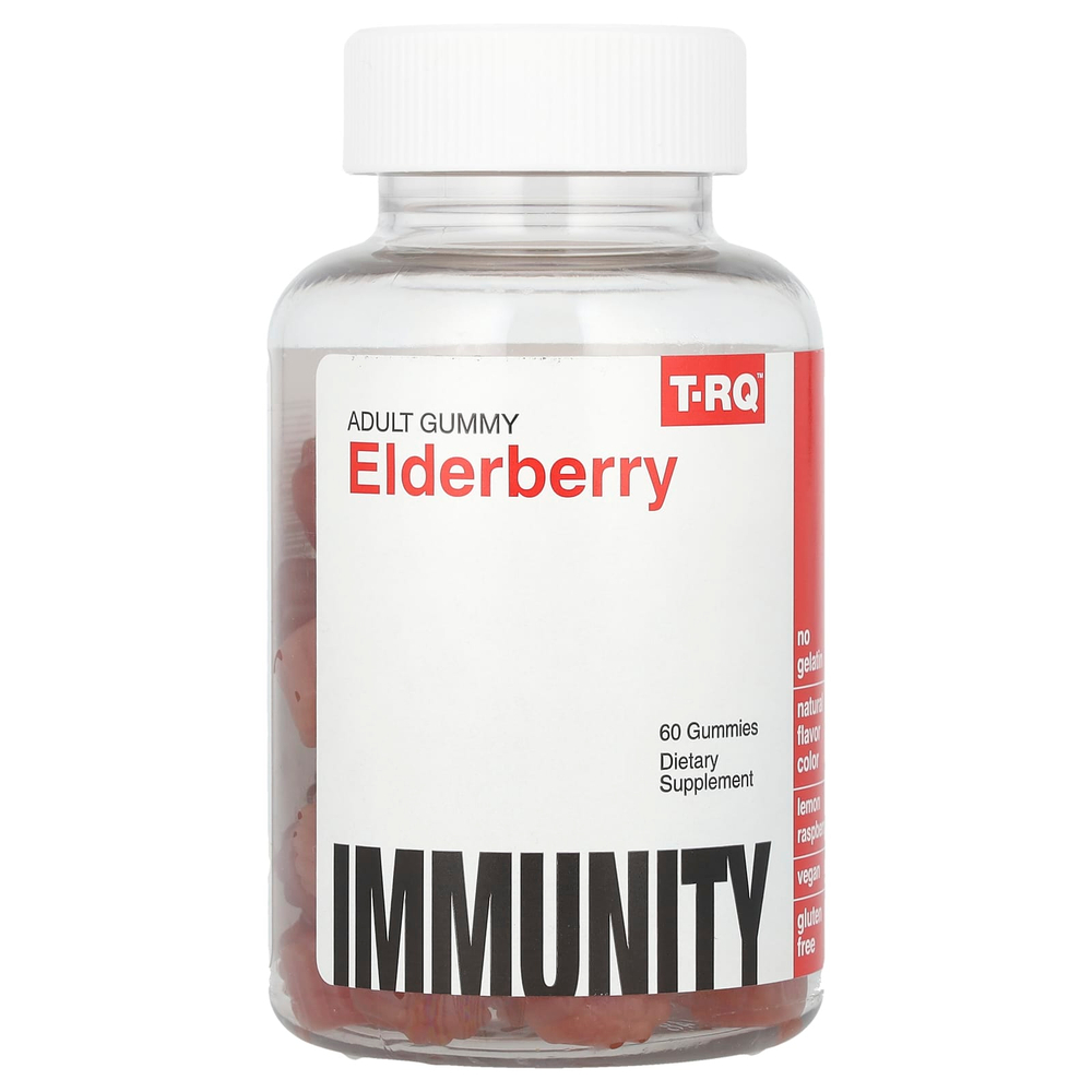 T-RQ, бузина, для иммунитета, лимон и малина, 60 жевательных таблеток