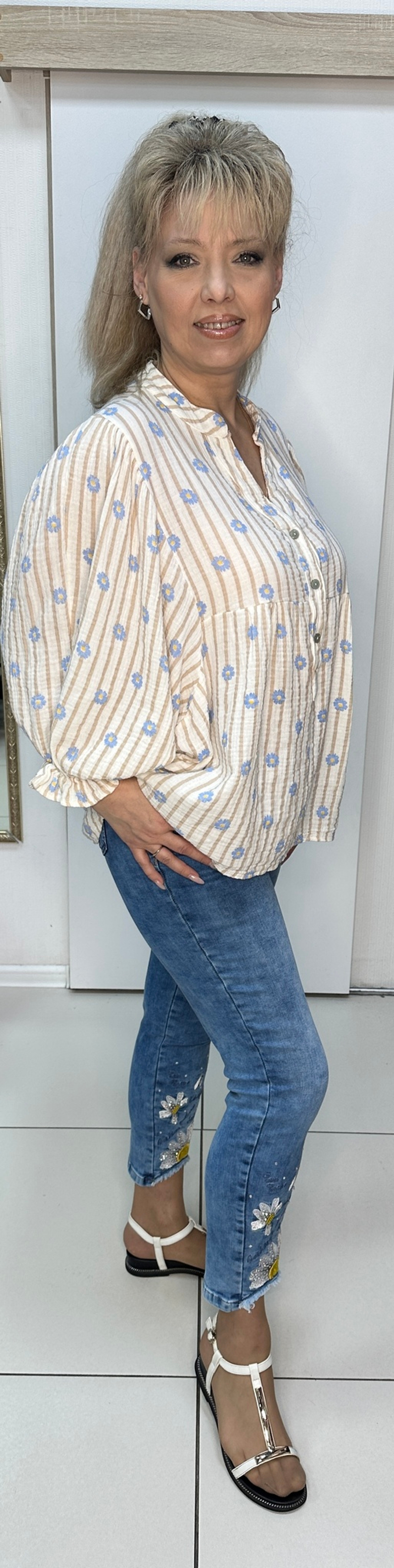 Итальянская рубашка-блузон с красивыми рукавами