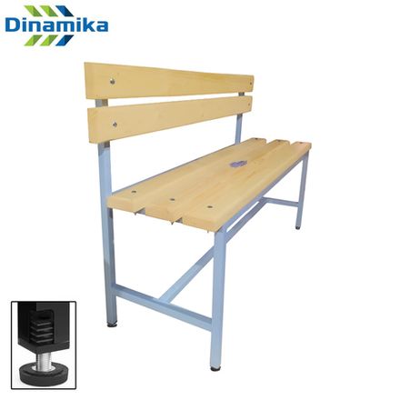 Скамейка для раздевалки со спинкой 1500 мм сиденье из фанеры с РО