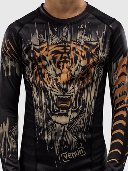 Рашгард детский Venum Tiger Black/Neo Orange L/S
