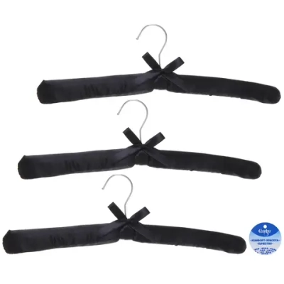 Плечики сатиновые 3шт «ТАРТИТАН», цвет чёрный, 38см (Селфи)