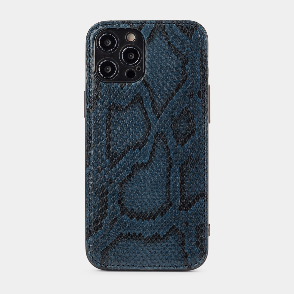 Чехол кожаный для iPhone 12 Pro Max синего цвета