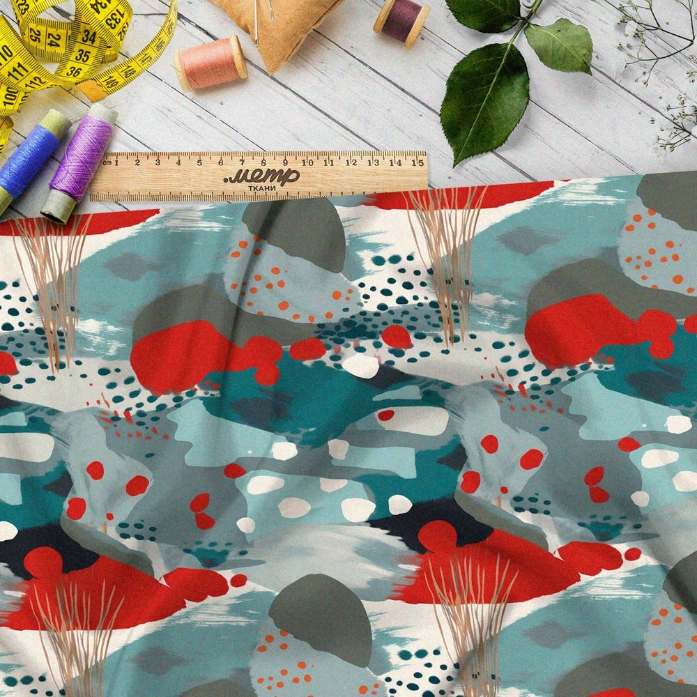 Ткань премиум сатин абстрактный переплет