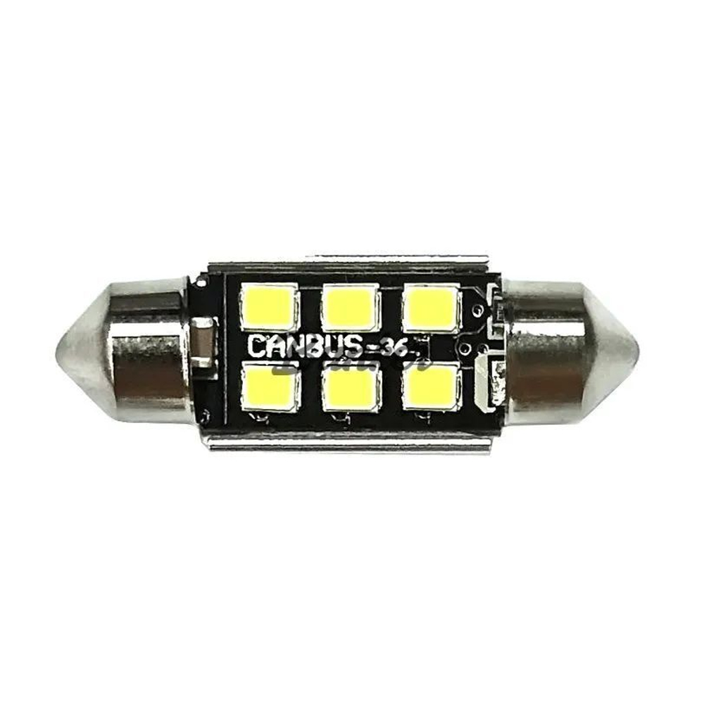 Светодиодная автомобильная LED лампа TaKiMi SJ-2835-6SMD 36mm,Белый,Не полярная,12V