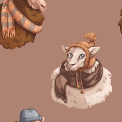 Овечки (Фон зефир-какао)