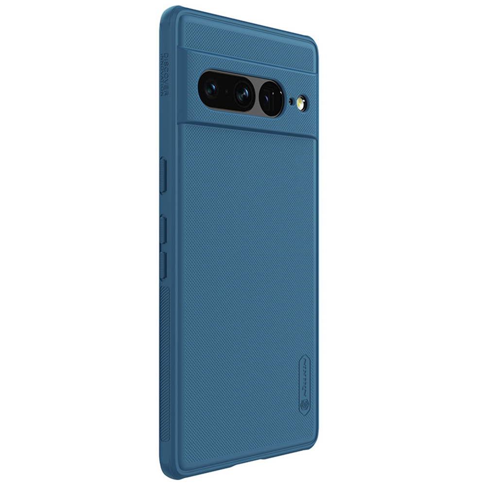 Усиленный двухкомпонентный чехол синего цвета от Nillkin для смартфона Google Pixel 7 Pro, серия Super Frosted Shield Pro