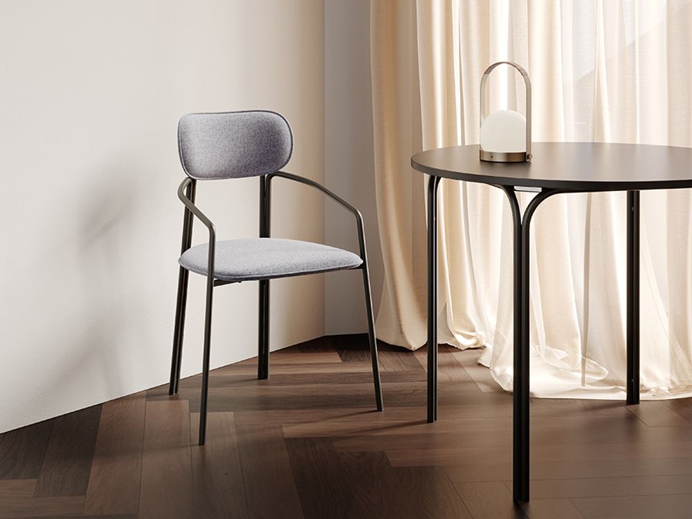 Стул Ror, Round, рогожка, черный/серый