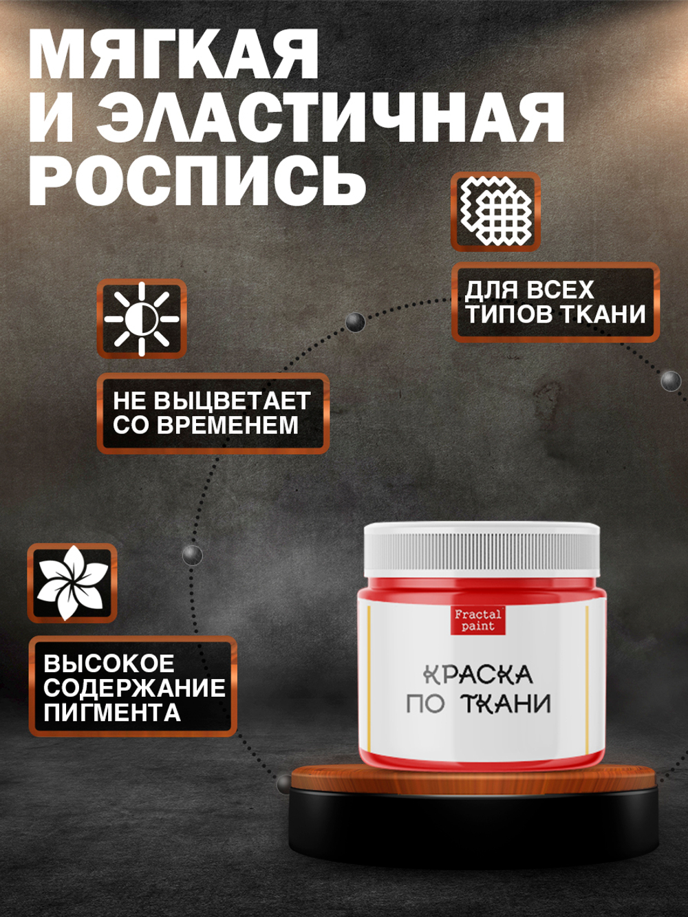 Комбо набор красок по ткани (белая, чёрная, красная, грунт прозрачный)  20 мл