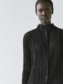 Massimo Dutti Рубашка из струящейся ткани со складками, черный