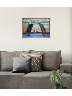 Картина из дерева "Разводные мосты" 40х29х1 см