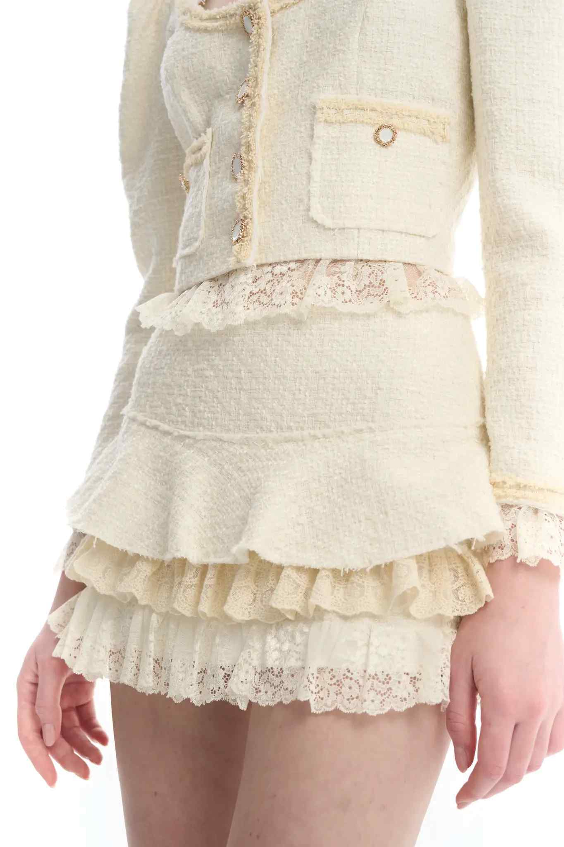 Юбка-мини из твида с оборками