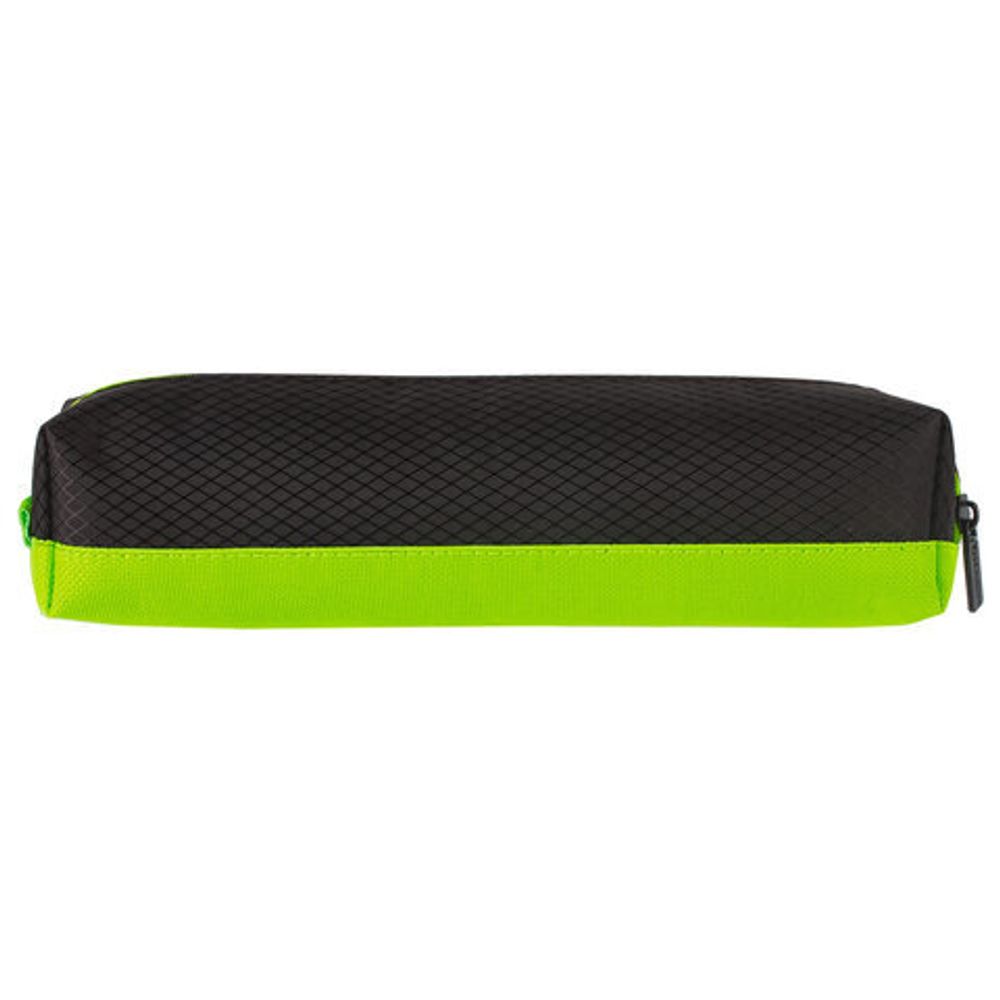 Пенал-косметичка BRAUBERG, мягкий, "Black&Bright", черно-зеленый, 21х5х5 см, 229005