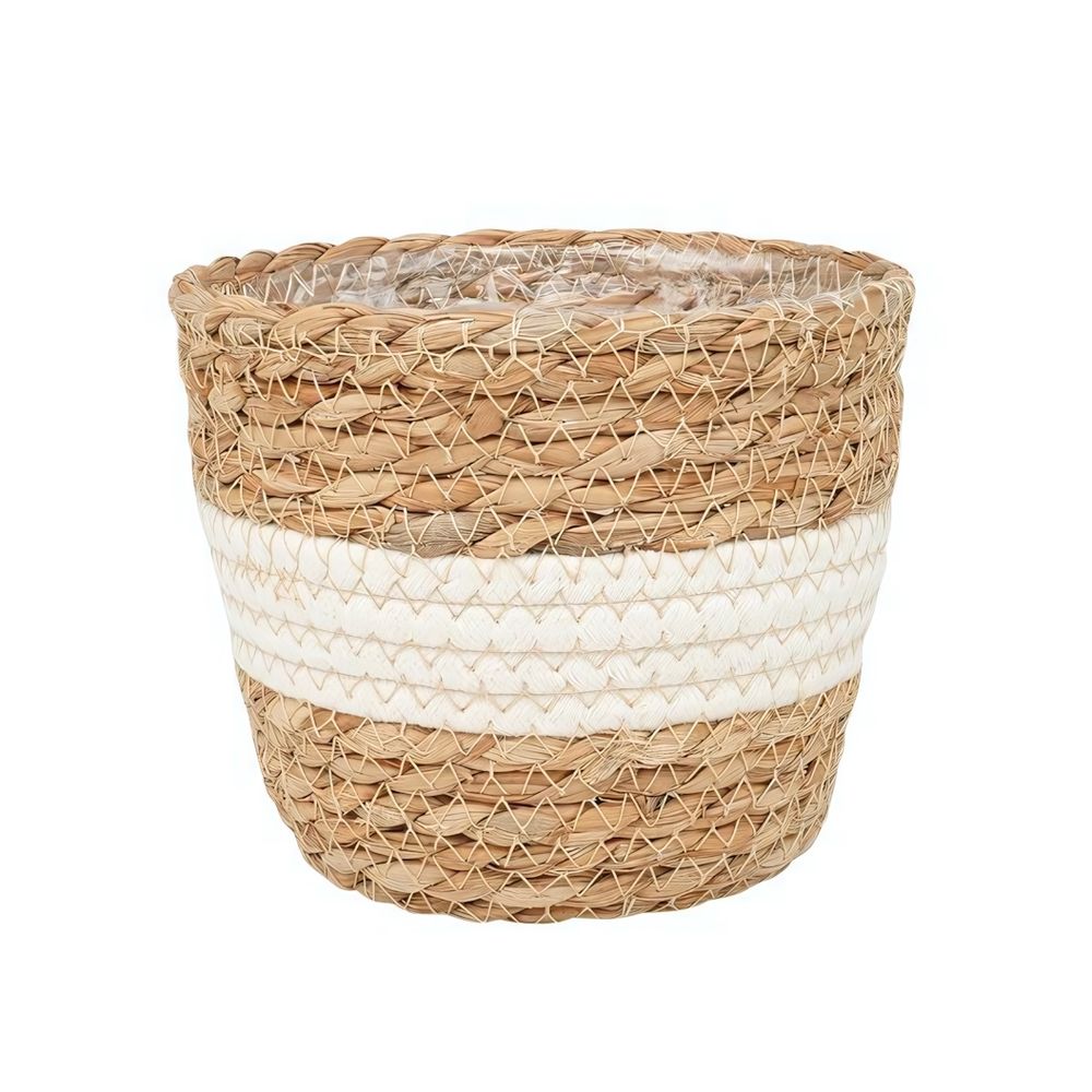 Кашпо плетеное "Танзания", 4,5л внешний размер Д215 Ш215 В188, натуральный, белый