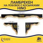 Ламбрекен с косынками стеганые HINO (экокожа, черный, золотые кисточки)