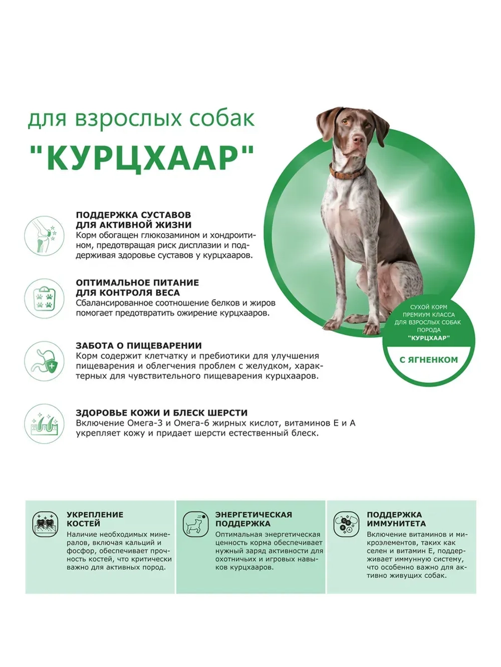Корм собак породы Курцхаар, ягненок, 12кг