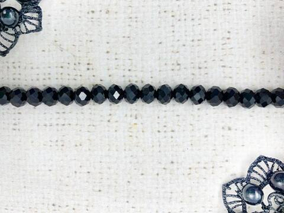 Бусины граненые Рондель, d 8 мм, (1уп=10нитей), чёрный