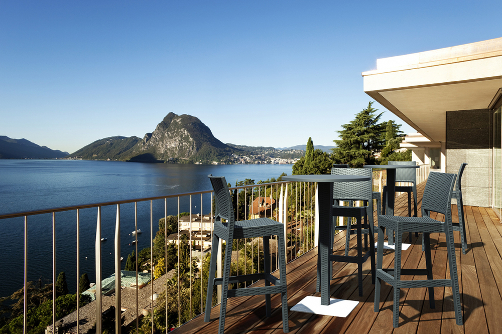 Стол пластиковый плетеный барный Siesta Contract Riva Bar, антрацит