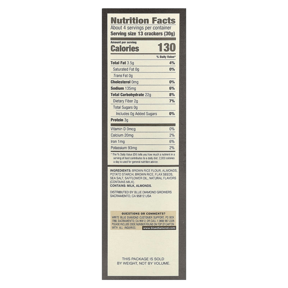 Blue Diamond, Artisan Nut-Thins®, рисовые крекеры с миндалем, семена льна, 120,5 г (4,25 унции)