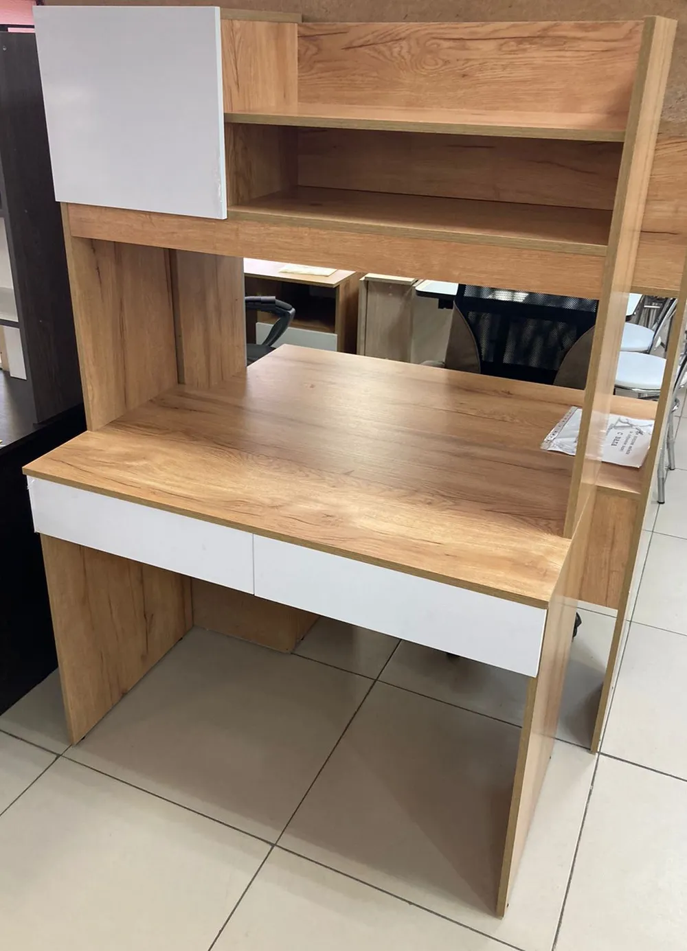 Компьютерный стол Селфи ПС-05 крафт/белый (шагрень)