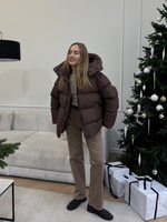 Пуховик Рокет миди шоколад