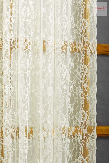 Длинные шторы Люси-Т гипюр жаккардовый (молочный)