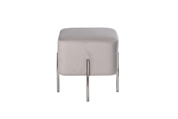 Пуф велюровый 44x42x42см Garda Decor светло-серая с хромированными ножками