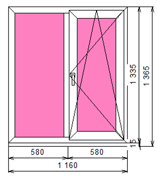 Пластиковое окно 1335 х 1160 ТермА Эко
