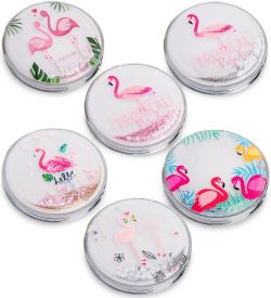 WW-110 Зеркало круглое с плавающими блестками «Розовый фламинго» в асс.