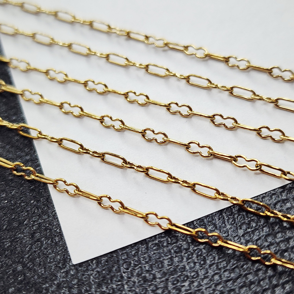 Цепочка, сталь, 2я позолота, р-р 5×2.1 мм, цена за отрезок 50 см