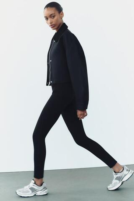 ZARA ЛЕГИНСЫ С ЭЛАСТИЧНЫМИ ДЕТАЛЯМИ ПО БОКАМ, ЧЕРНЫЙ