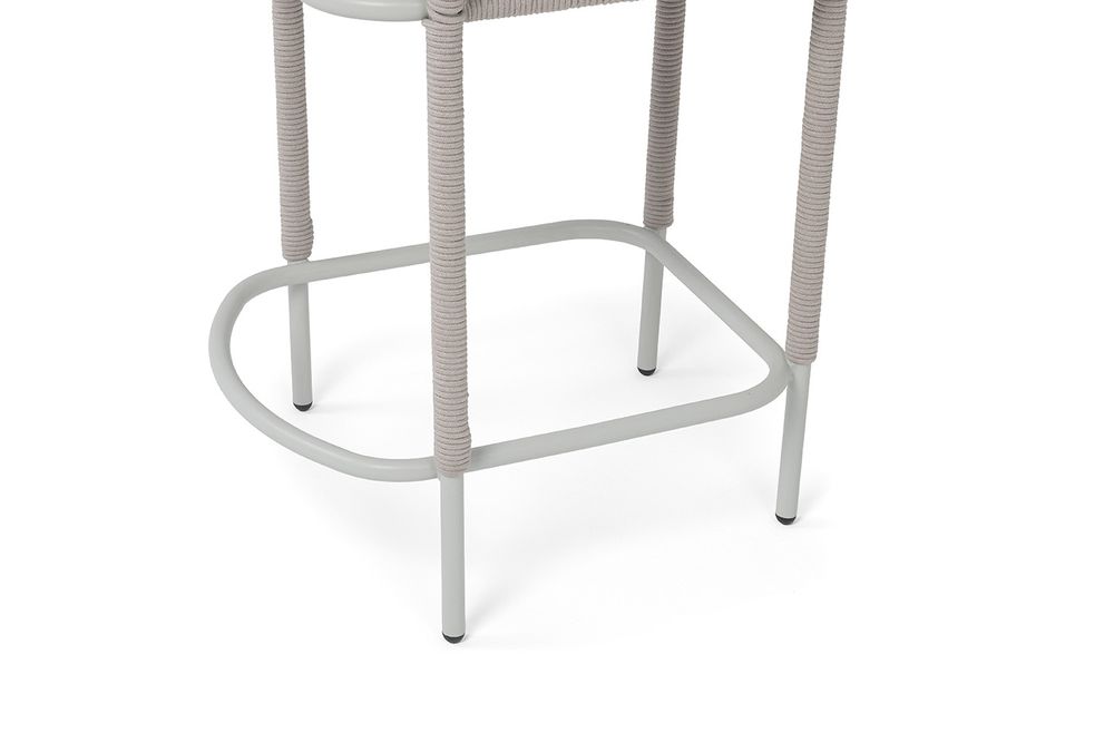 "Марсель" стул полубарный плетеный из роупа, каркас из стали светло-серый (RAL7035) муар, роуп бежевый круглый, ткань Mossle бежевая, пос.H65
