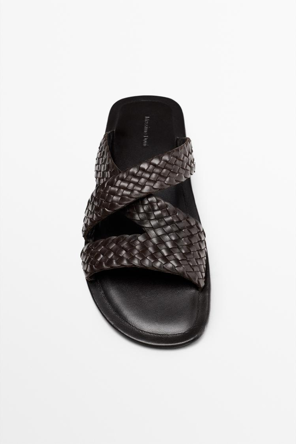 Massimo Dutti Кожаные плетеные сандалии на платформе, коричневый