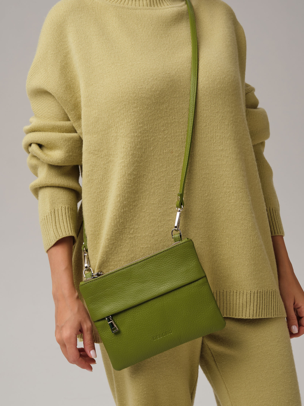 Кожаная сумка Deboro 3017 зеленый бамбук