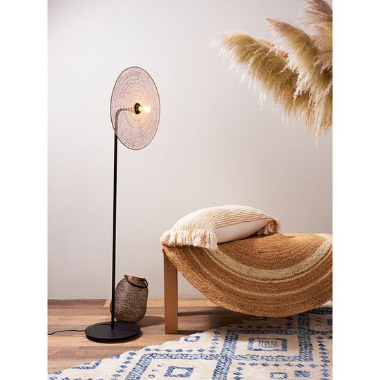 Ковер из джута круглый с вставками белого цвета из коллекции ethnic, 120см