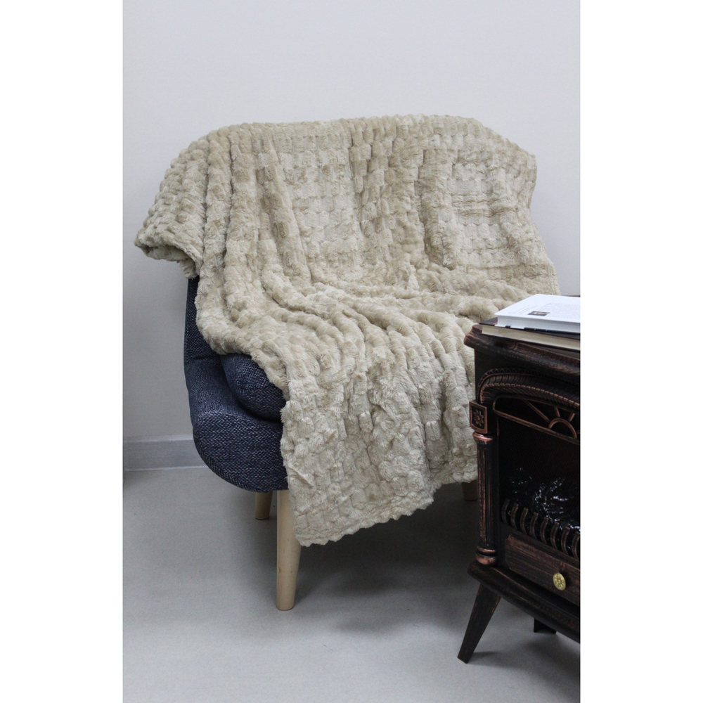 Плед 150*200см «Pompon», цвет крем-брюле, микрофлис, 240 гр/м²