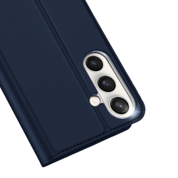Чехол книжка из PU кожи синего цвета от Dux Ducis для Samsung Galaxy S25 FE, серия Skin Pro Series Case