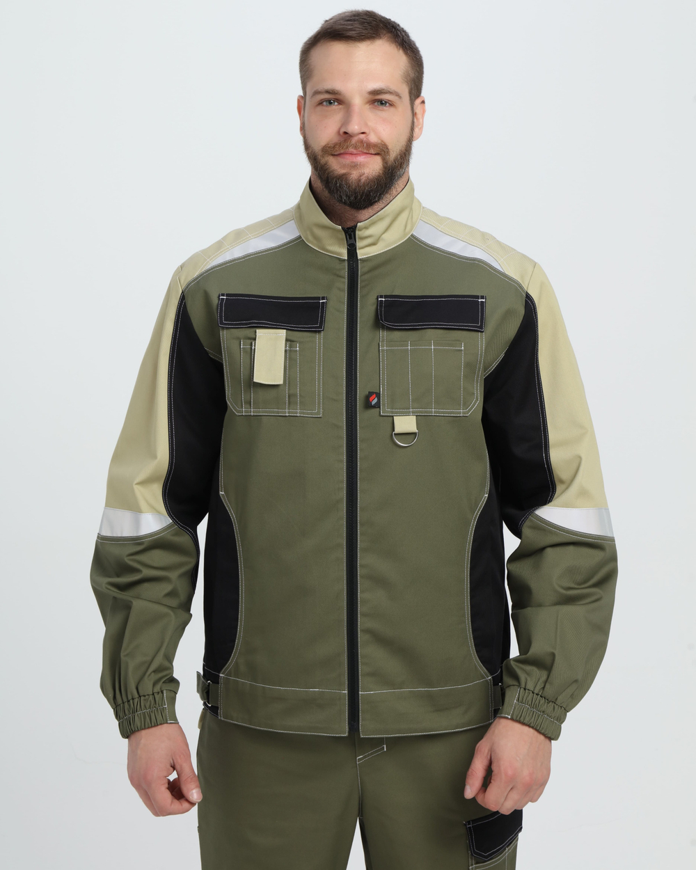 Костюм Вектрон-2 (тк.Смесовая МВО,240) п/к, хаки/черный/бежевый