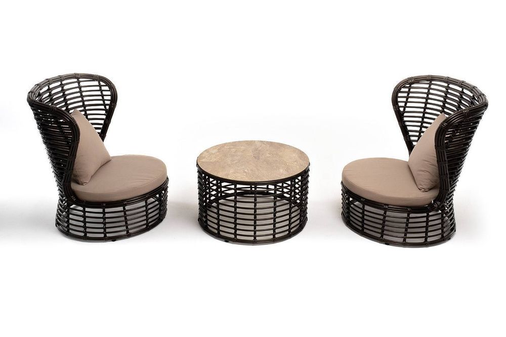 "Парма" кофейный комплект из искусственного ротанга, цвет бронзовый